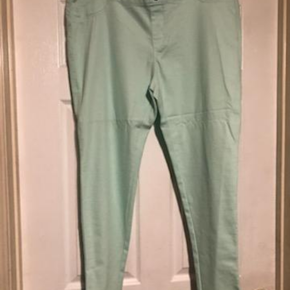 Mint green skinny pants